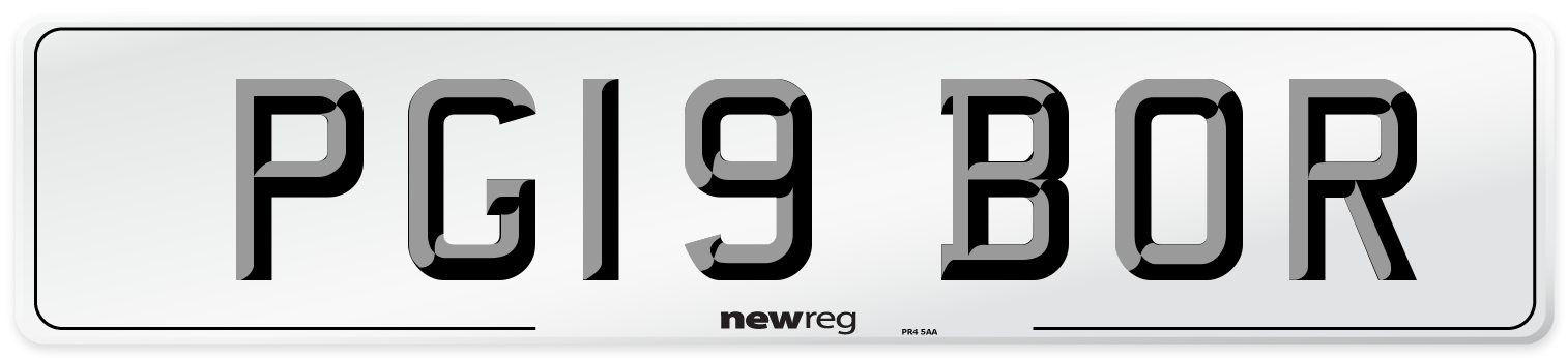 PG19 BOR Number Plate from New Reg